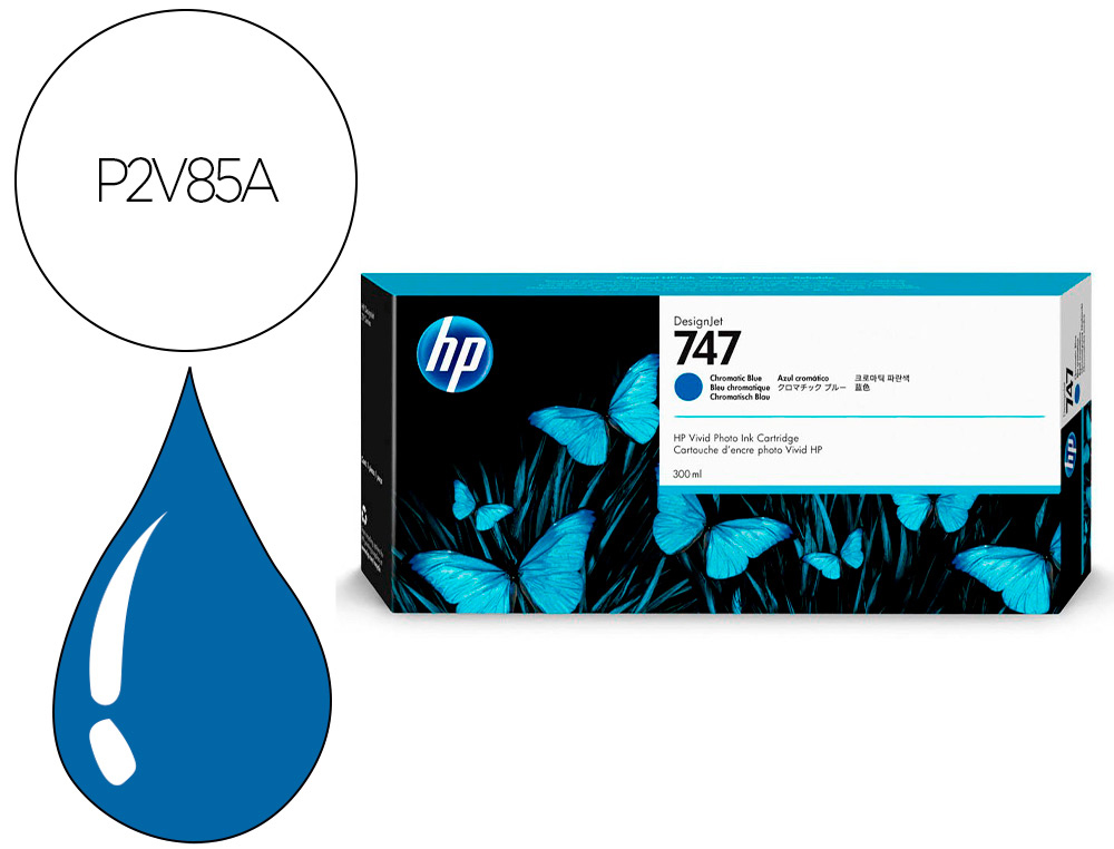 HP ( HEWLETT PACKARD ) - Ink-jet n 747 300-ml chromatic azul /dnj z9/1000 paginas (Ref. P2V85A)