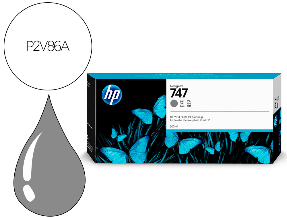 HP ( HEWLETT PACKARD ) - Ink-jet n 747 300-ml gray /dnj z11/1000 paginas (Ref. P2V86A)