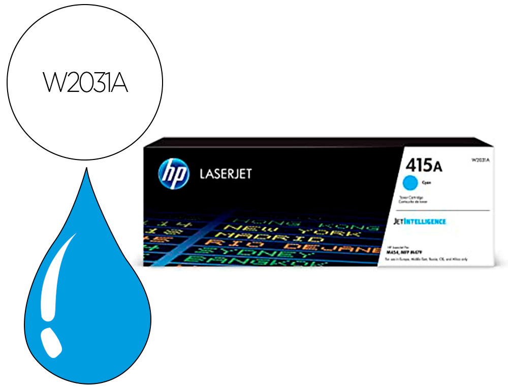 HP ( HEWLETT PACKARD ) - Toner 415a para color laserjet pro m454 mfp m479 cian 2100p (Ref. W2031A)