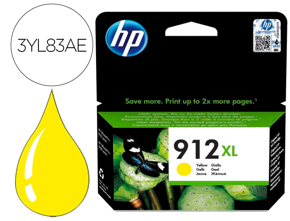 HP ( HEWLETT PACKARD ) - Ink-jet 912 xl officejet 8010 / 8020 / 8035 amarillo 825 pag (Ref. 3YL83AE)