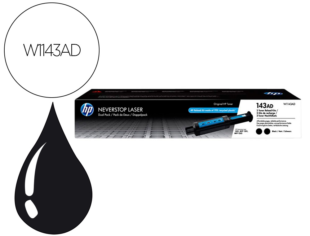 HP ( HEWLETT PACKARD ) - Toner 143ad negro 2500 paginas pack de 2 unidades (Ref. W1143AD)
