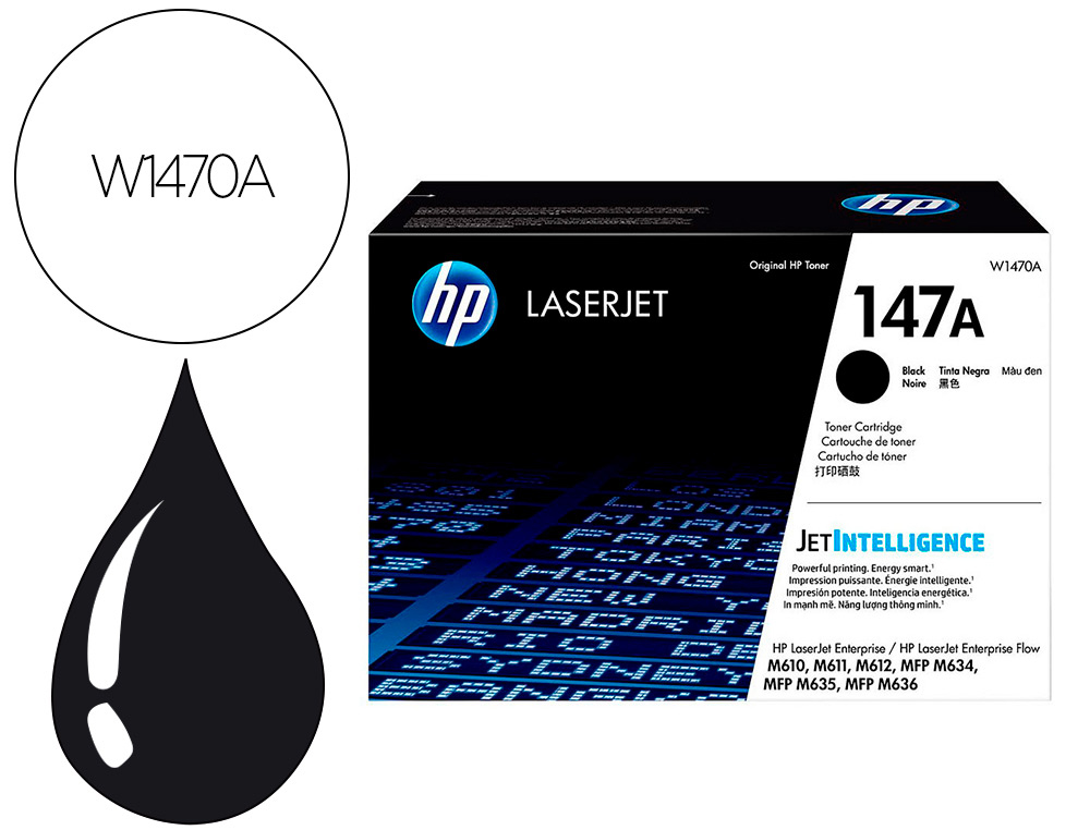 HP ( HEWLETT PACKARD ) - Toner 147a m611 / m612 / mfp m635 / mfp m 636 negro 10500 paginas (Ref. W1470A)