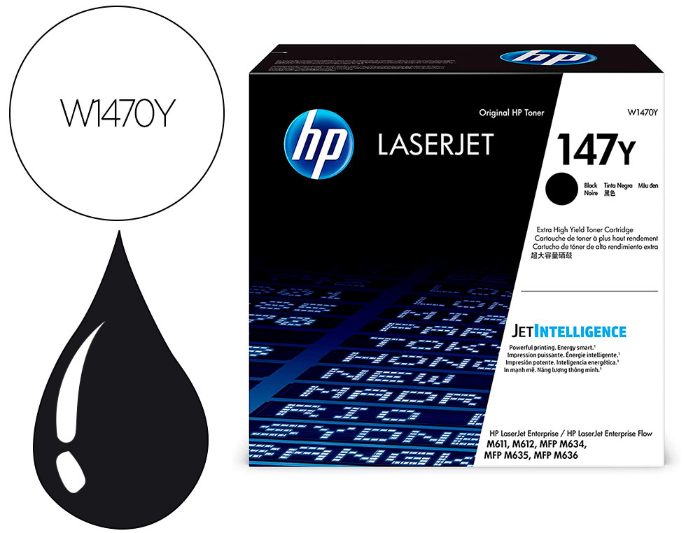 HP ( HEWLETT PACKARD ) - Toner 147y enterprise m611dn / m612dn / m635z / m636z / m635h mfp / m636fh mfp negro 42000 paginas (Ref. W1470Y)