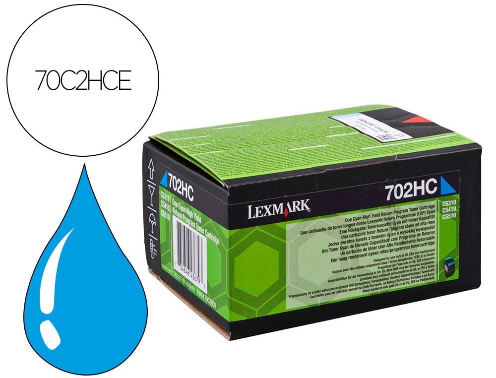 LEXMARK - Toner laser 702hce cs310dn / cs410 dn cian 3000 paginas (Ref. 70C2HCE)