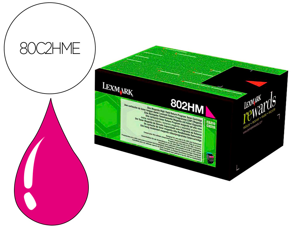 LEXMARK - Toner laser 80c2hme magenta 3000 paginas (Ref. 80C2HME)