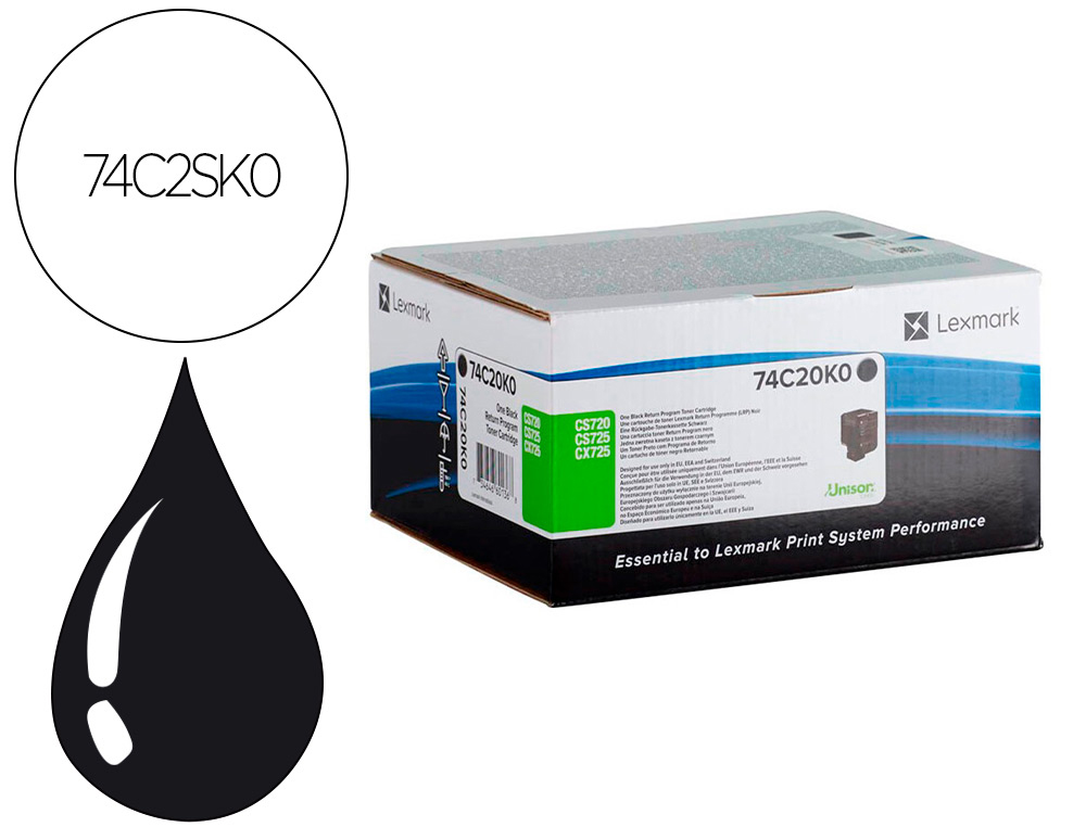 LEXMARK - Toner laser 74c2sk0 / cx725de / cs720de / cs725de negro 7000 paginas (Ref. 74C2SK0)