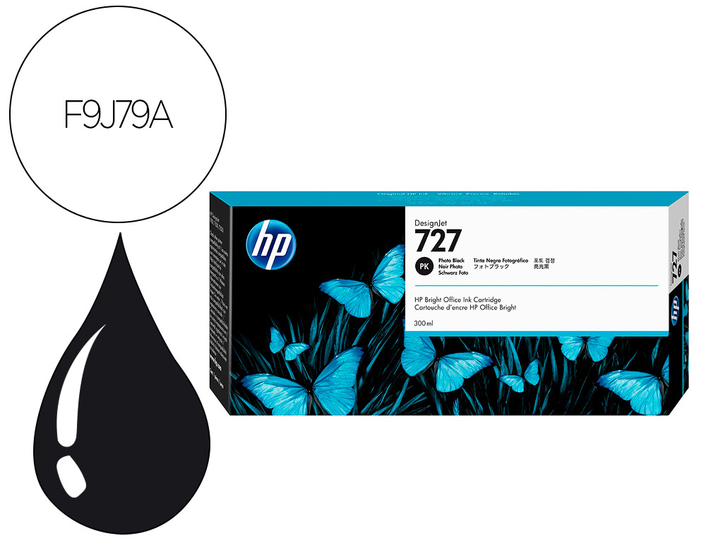 HP ( HEWLETT PACKARD ) - Ink-jet designjet t1500/t920 negro foto n 727/1000 paginas (Ref. F9J79A)