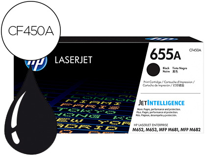 HP ( HEWLETT PACKARD ) - Toner 655a laserjet m652 / m653 / mfp m681 / mfp m682 negro 12500 paginas (Ref. CF450A)