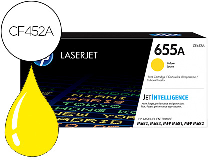 HP ( HEWLETT PACKARD ) - Toner 655a laserjet m652 / m653 / mfp m681 / mfp m682 amarillo 10500 paginas (Ref. CF452A)