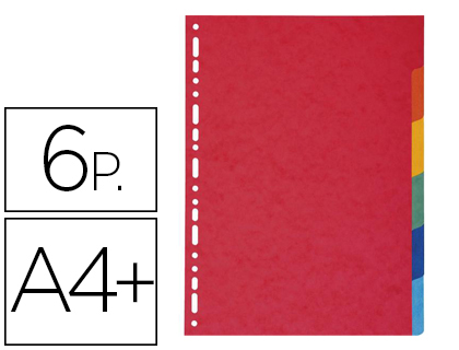 EXACOMPTA - Separadores cartulina brillo juego de 6 separadores din a4+ multitaladro (Ref. 2106E)