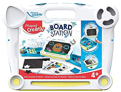 MAPED - Maletin creativ escritorio con pizarra doble cara actividades y dibujos borrables 26 piezas (Ref. 907025)