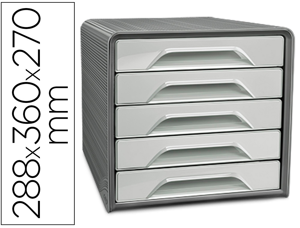 CEP - Fichero cajones de sobremesa smoove 5 cajones color gris 288x360x270 mm (Ref. 1071116361)