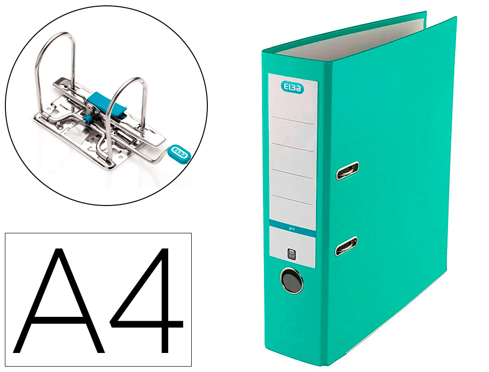 ELBA - Archivador de palanca top carton compacto polipropileno con rado din A4 lomo de 80 mm ice mint (Ref. 100025937)