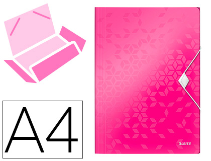 LEITZ - Carpeta wow gomas solapas polipropileno din A4 color fucsia (Ref. 45990123)