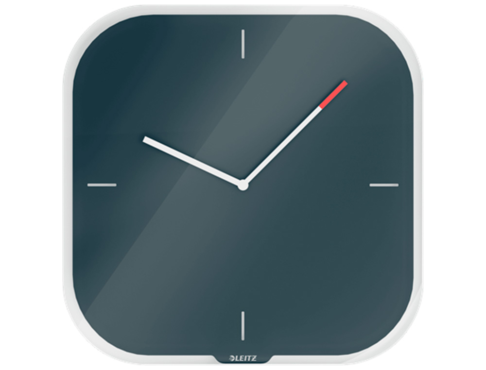 LEITZ - Reloj cosy de pared silencioso cristal 30x30 cm gris (Ref. 90170089)