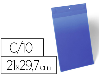 DURABLE - Funda magnetica 210x297 mm plastico azul ventana transparente pack de 10 unidades (Ref. 1747-07)