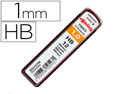 ROTRING - Minas grafito 1 mm hb estuche de 12 minas (Ref. S0312700)