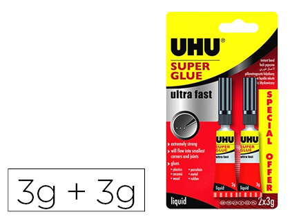 UHU - Pegamento instantaneo gel 3 gr + 3 gr gratis (Ref. 36552)