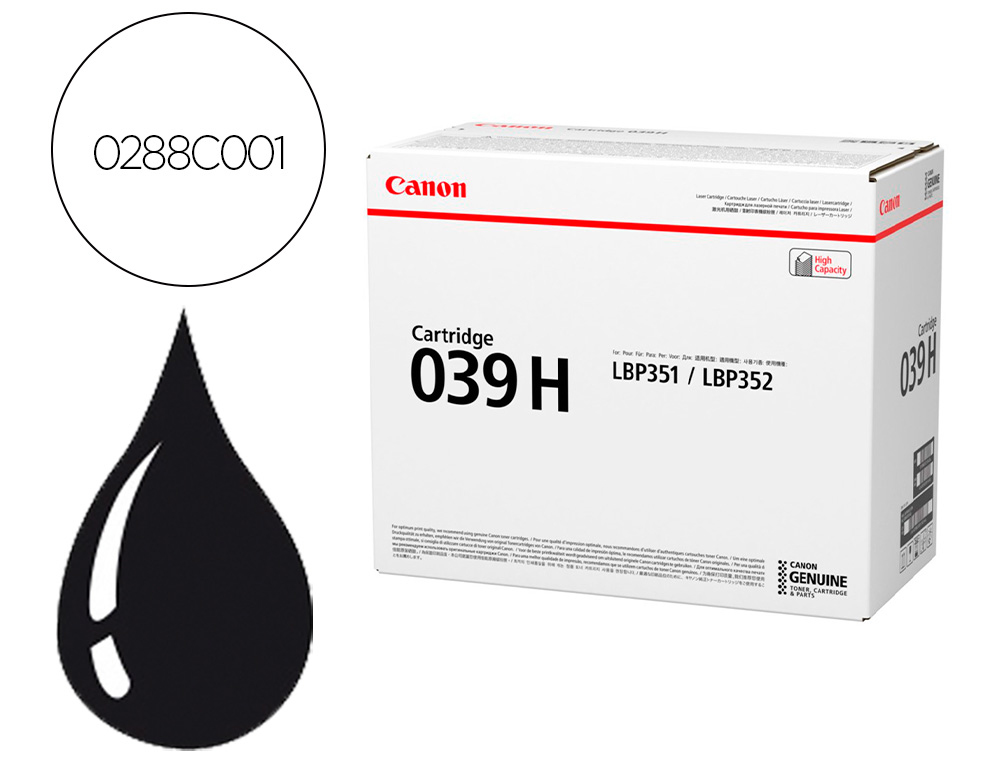 CANON - Toner 039h isensys lbp351x lbp352x negro (Ref. 0288C001)