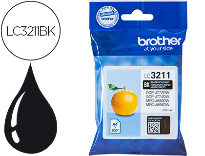 BROTHER - Ink-jet lc3211bk dcp-j572 / dcp-j772 / dcp-j774 / mfc-j890 / mfc-j895 negro 200 pag (Ref. LC3211BK)