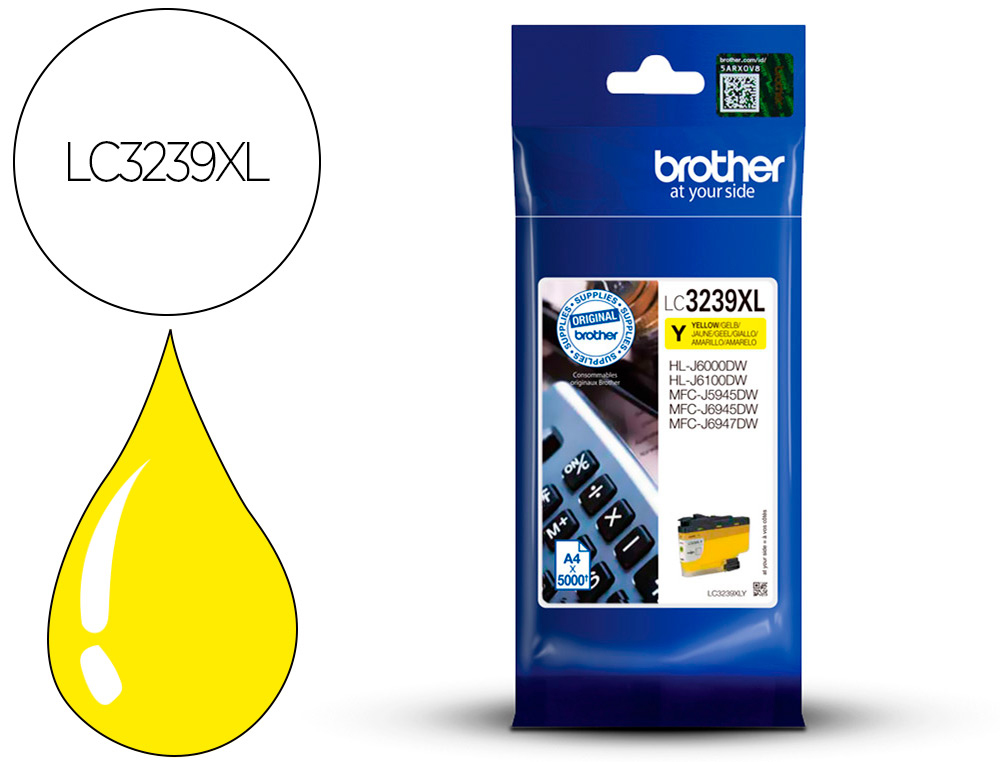 BROTHER - Ink-jet lc3239xly mfc-j6945dw / mfc-j5945dw / hl-j6000dw amarillo 5000 paginas (Ref. LC3239XLY)