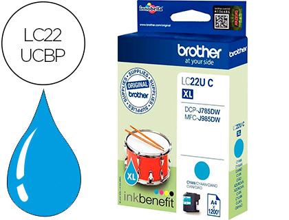BROTHER - Ink-jet lc22ucbp xl dcp-j785dw / dcp-j785dwxl / mfc-j985dw / mfc-j985dw cian 1.200 pag (Ref. LC22UCBP)
