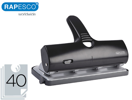 RAPESCO - Taladrador alu 40 negro 4 taladros capacidad 40 hojas (Ref. 1293)