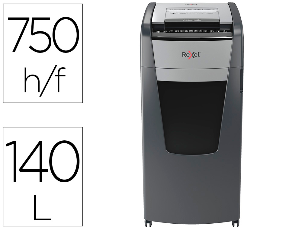 REXEL - Destructora de documentos optimum auto+ 750x eu capacidad 750 hojas particulas destruye grapas (Ref. 2020750XEU)