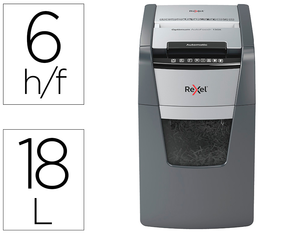 REXEL - Destructora de documentos secure mc6 eu capacidad 6 hojas grapas clips tarjetas y cd 18 l (Ref. 2020130EU)