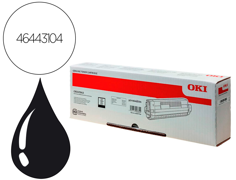 HP ( HEWLETT PACKARD ) - Toner oki laser 46443104 c833 / c843 negro 10000 paginas (Ref. 46443104)
