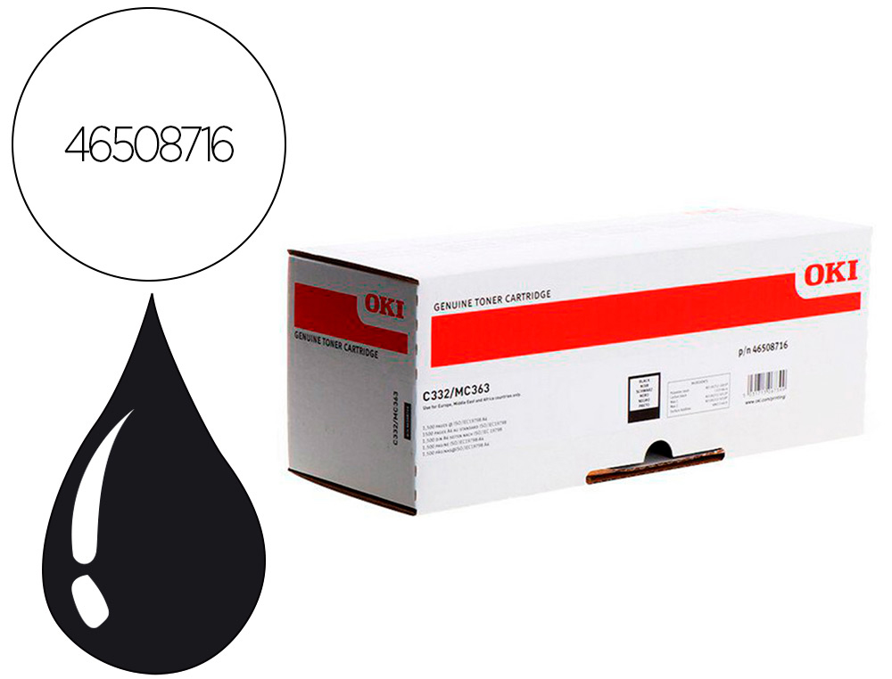 OKI - Toner c332dn / mc363dn negro 1500 paginas (Ref. 46508716)