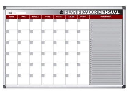 BI-OFFICE - Planning magnetico mensual lacado marco aluminio rotulable 60x45 cm (Ref. GA02179170)