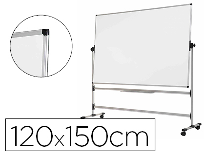 BI-OFFICE - Pizarra blanca blanca de acero vitrifricado volteable doble cara 120x150 cm (Ref. RQR0424)
