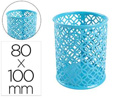 Q-CONNECT - Cubilete portalapices metal redondo turquesa diametro 80 altura 100 mm (Ref. KF11223)