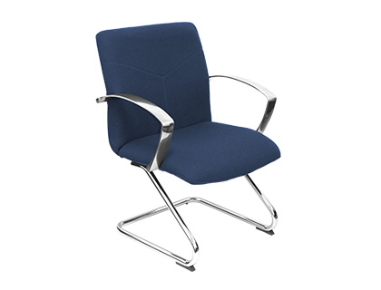 PIQUERAS Y CRESPO - Silla confidente pyc estructura cromada con brazos tapizada en tela azul marino 920x610x520 mm (Ref. 117CPBALI200)