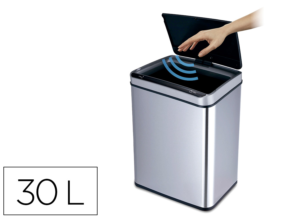 Q-CONNECT - Papelera metalica con sensor automatico capacidad 30 litros 500x240x330 mm (Ref. KF11308)