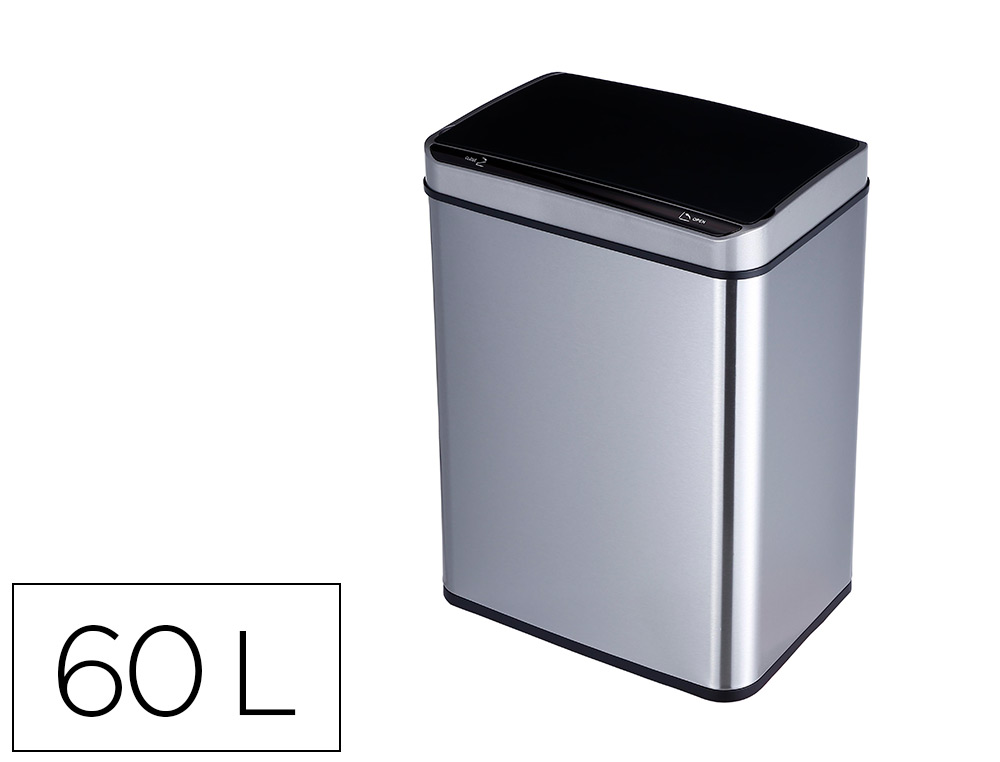 Q-CONNECT - Papelera metalica con sensor automatico capacidad 60 litros 630x270x400 mm (Ref. KF11309)
