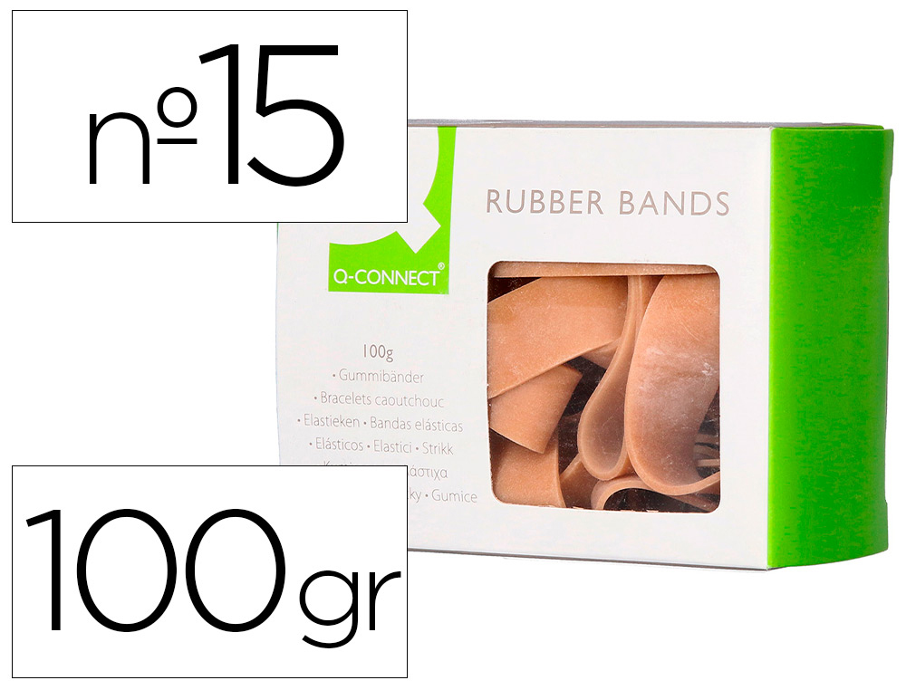 Q-CONNECT - Bandas elasticas 100 gr 150x10 mm numero 15 (Ref. KF14649)