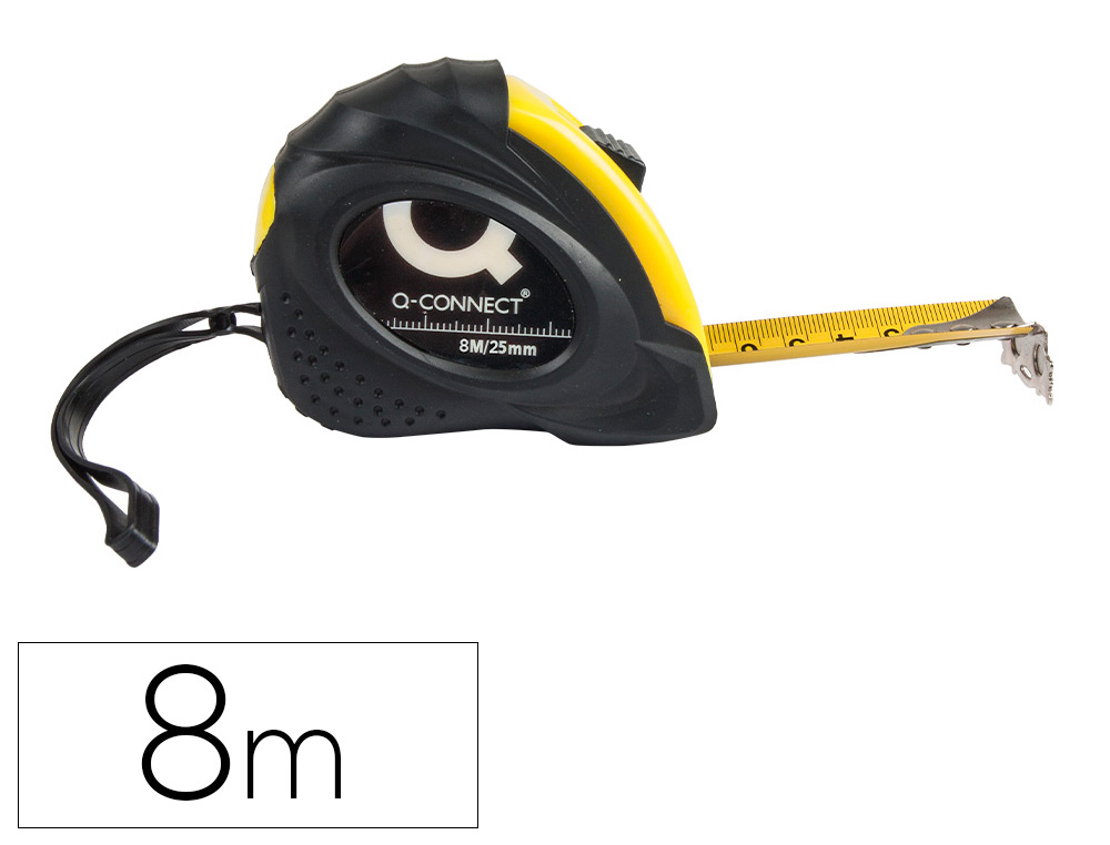 Q-CONNECT - Flexometro de 8 mt con freno material antichoque 25 mm de ancho (Ref. KF17347)