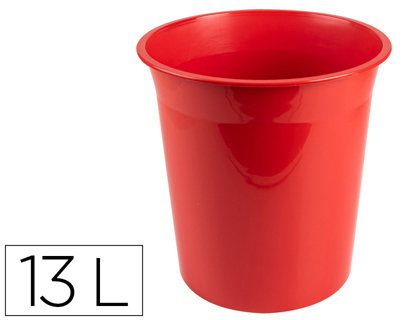 Q-CONNECT - Papelera plastico rojo opaco 13 litros (Ref. KF19035)