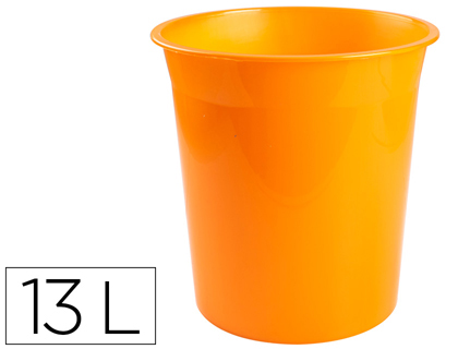 Q-CONNECT - Papelera plastico naranja translucido 13 litros dim. 275x285 mm (Ref. KF19040)