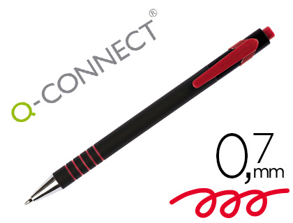Q-CONNECT - Boligrafo retractil con grip 0,7 mm color rojo (Ref. KF00671)