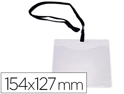 Q-CONNECT - Identificador con cordon plano negro a6 154x127 mm apertura superior (Ref. KF18613)