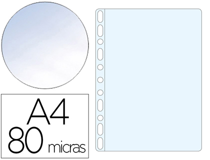 Q-CONNECT - Funda multitaladro din A4 80 mc cristal caja de 1400 unidades (Ref. KF15538)