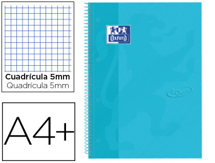 OXFORD - Cuaderno espiral ebook 1 tapaextradura din a4+ 80 hojas cuadro 5 mm con margen bebe touch (Ref. 400107010)