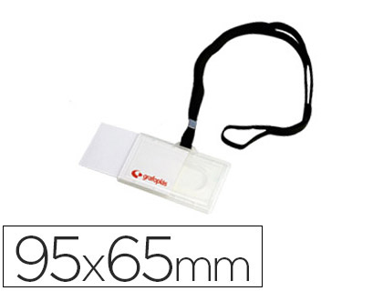 GRAFOPLÁS - Identificador con cordon plano negro 65x95 mm con apertura lateral (Ref. 9073000)