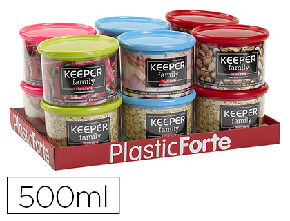 Bote multiusos plastico 500 ml con tapa de color 110x110x80 mm (Ref. 11889)