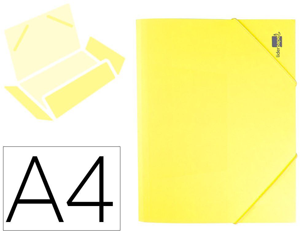 LIDERPAPEL - Carpeta gomas solapas polipropileno din A4 amarillo fluor opaco (Ref. GC14)