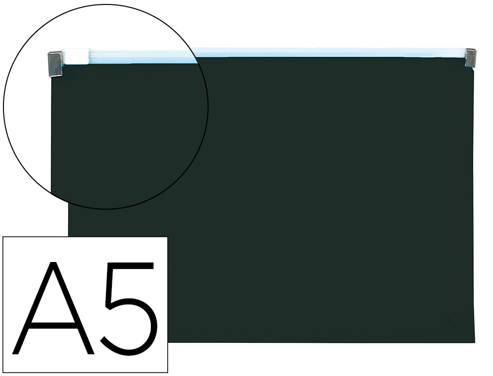 LIDERPAPEL - Carpeta dossier a5 cierre de cremallera negro opaco (Ref. DS82)