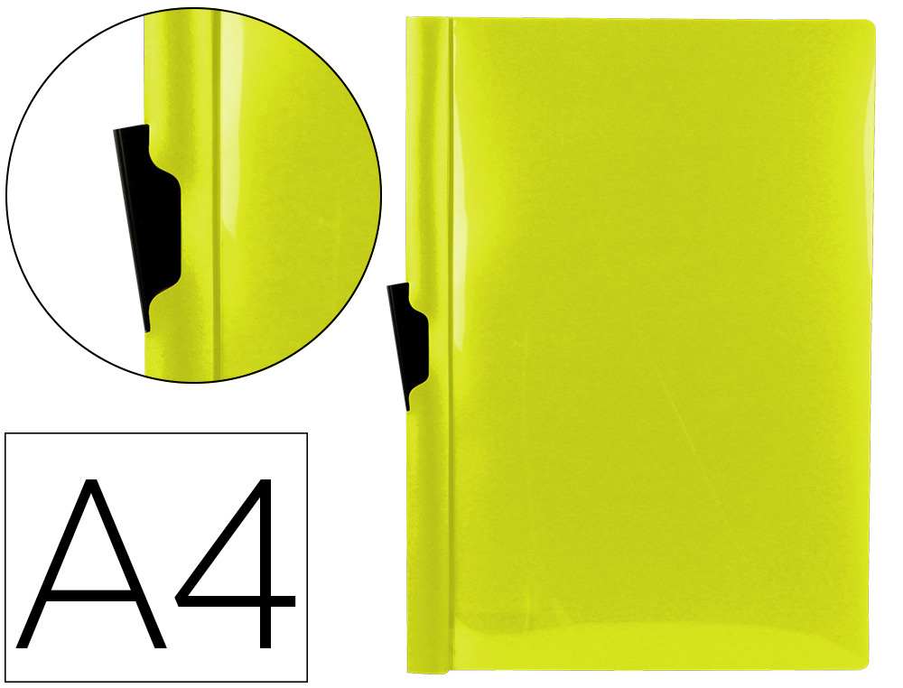 LIDERPAPEL - Carpeta dossier pinza lateral polipropileno din A4 amarillo fluor opaco 30 hojas pinza deslizante (Ref. DP21)